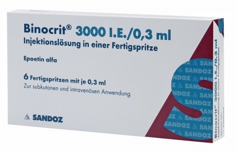 Binocrit 3000 IE 0,3 ml. Injektionsvæske, opløsning i fyldte sprøjter Epoetin Alfa Sandoz