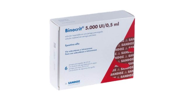 Binocrit 5000 IE 0,5 ml. 6 injektionsvæske, opløsning i fyldte sprøjter Epoetin Alfa Sandoz
