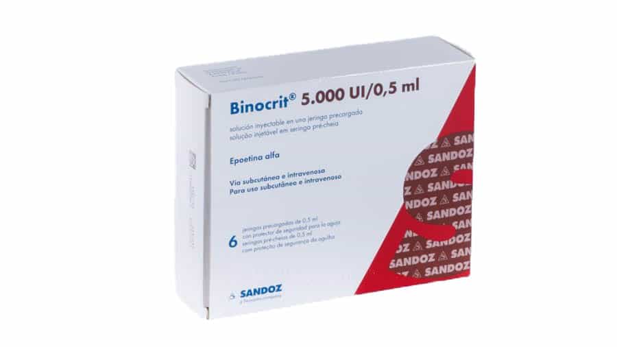 Binocrit 5000 IE 0,5 ml. 6 injektionsvæske, opløsning i fyldte sprøjter Epoetin Alfa Sandoz