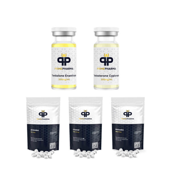 TØR MASSEOPTIGNINGSPAKKE Testosteron Cypionat + Trenbolon Enanthate (10 uger) PRIME PHARMA