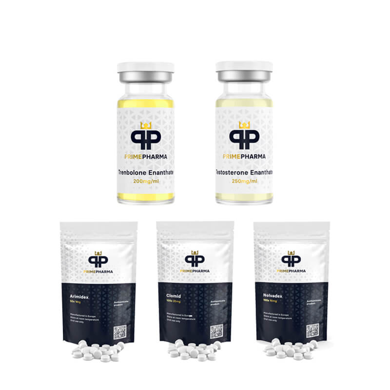 TØR VÆGTSTIGNINGSPAKKE Testosteron Enanthate + Trenbolone Enanthate (10 uger) PRIME PHARMA