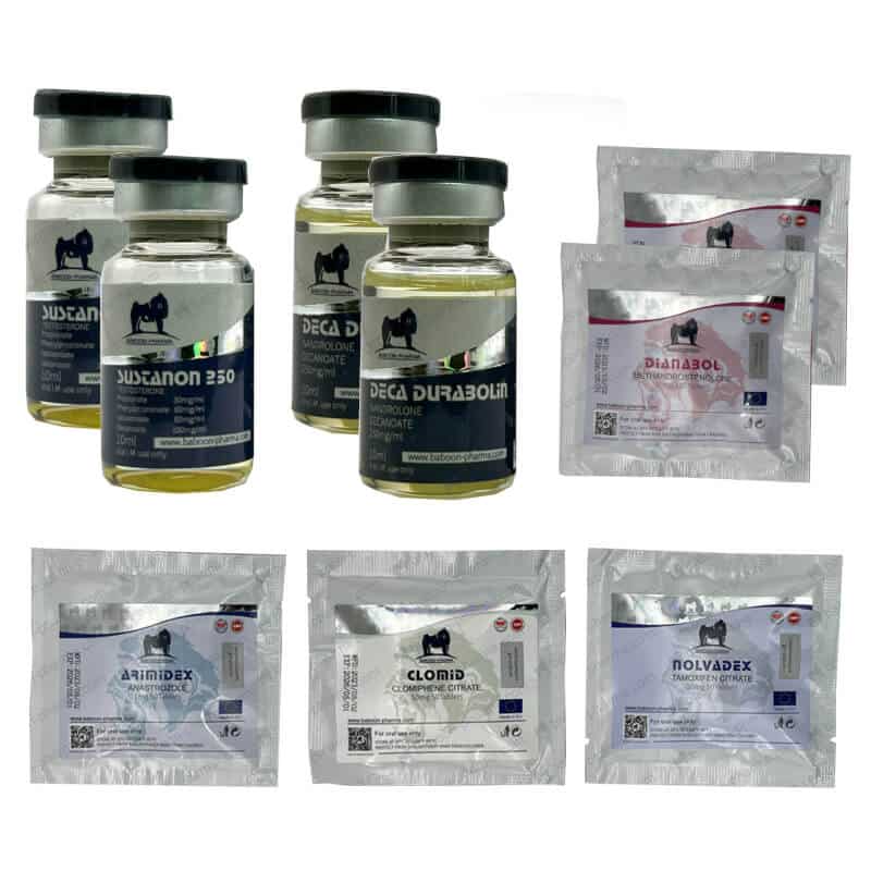 NIVEAU III (INJECTION) Masseforøgelsespakke: SUSTANON + DECA + DIANABOL (8 uger) Baboon Pharma