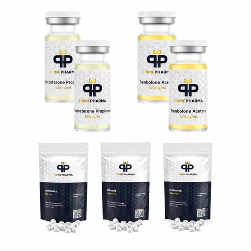 PRIME PHARMA 6-ugers pakke til opbygning af muskelmasse: Testosteronpropionat, trenbergolonacetat PCT